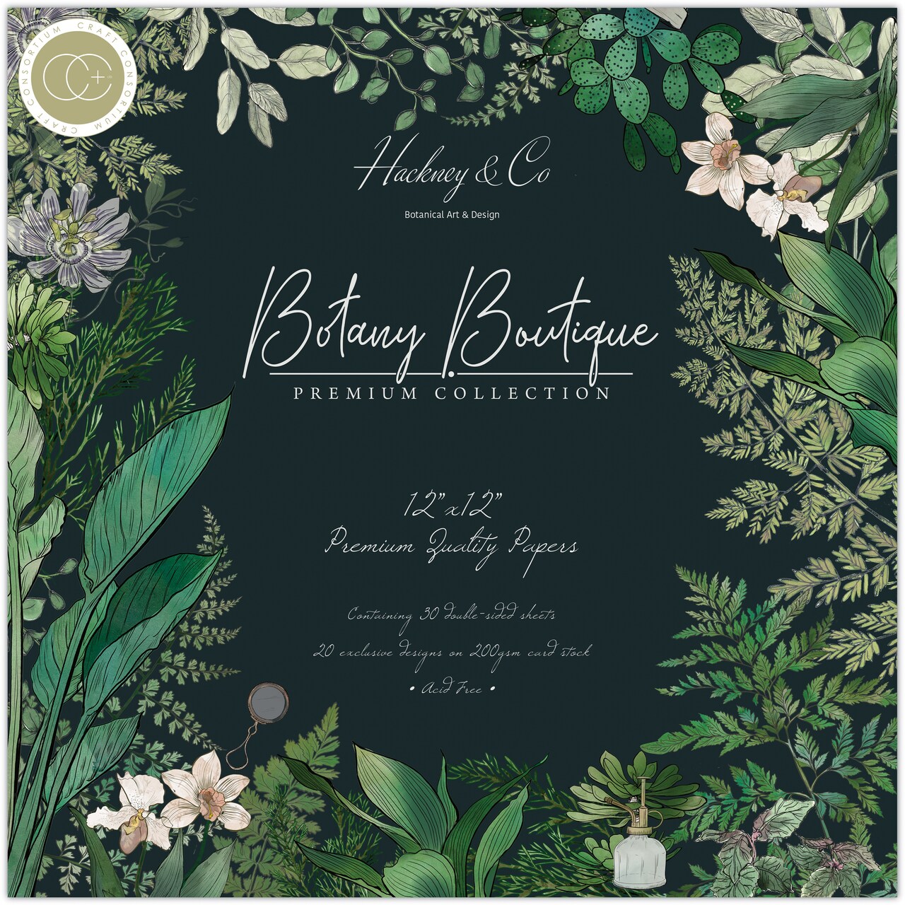 Craft Consortium Double-Sided Paper Pad 12"X12" 30/Pkg-Botany Boutique